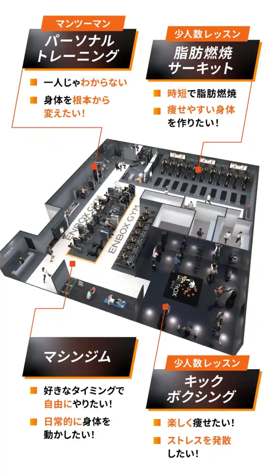 マンツーマン パーソナルトレーニング 少人数レッスン 脂肪燃焼サーキット マシンジム 少人数レッスン キックボクシング